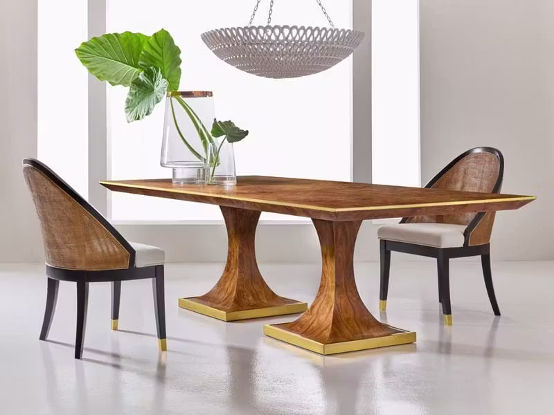 Modern History MH1198F01 Burl Oak Double Pedestal Dining Table Modern History MH1198F01 Burl Oak Double Pedestal Dining Table