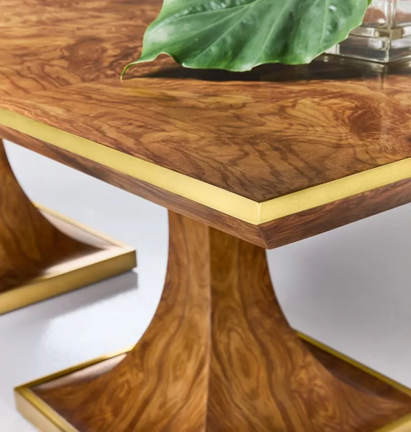 Modern History MH1198F01 Burl Oak Double Pedestal Dining Table Modern History MH1198F01 Burl Oak Double Pedestal Dining Table