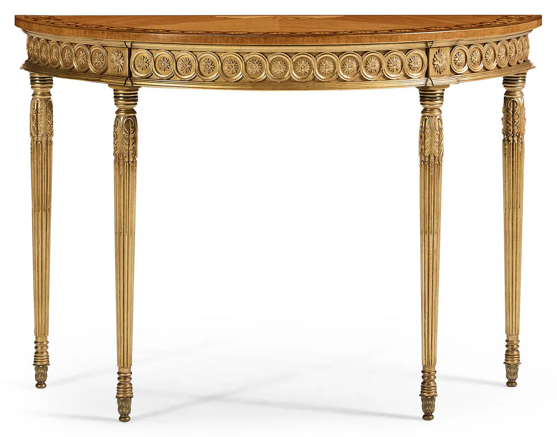 Jonathan Charles 493226-DGW Gilded Demilune Console Jonathan Charles 493226-DGW Gilded Demilune Console