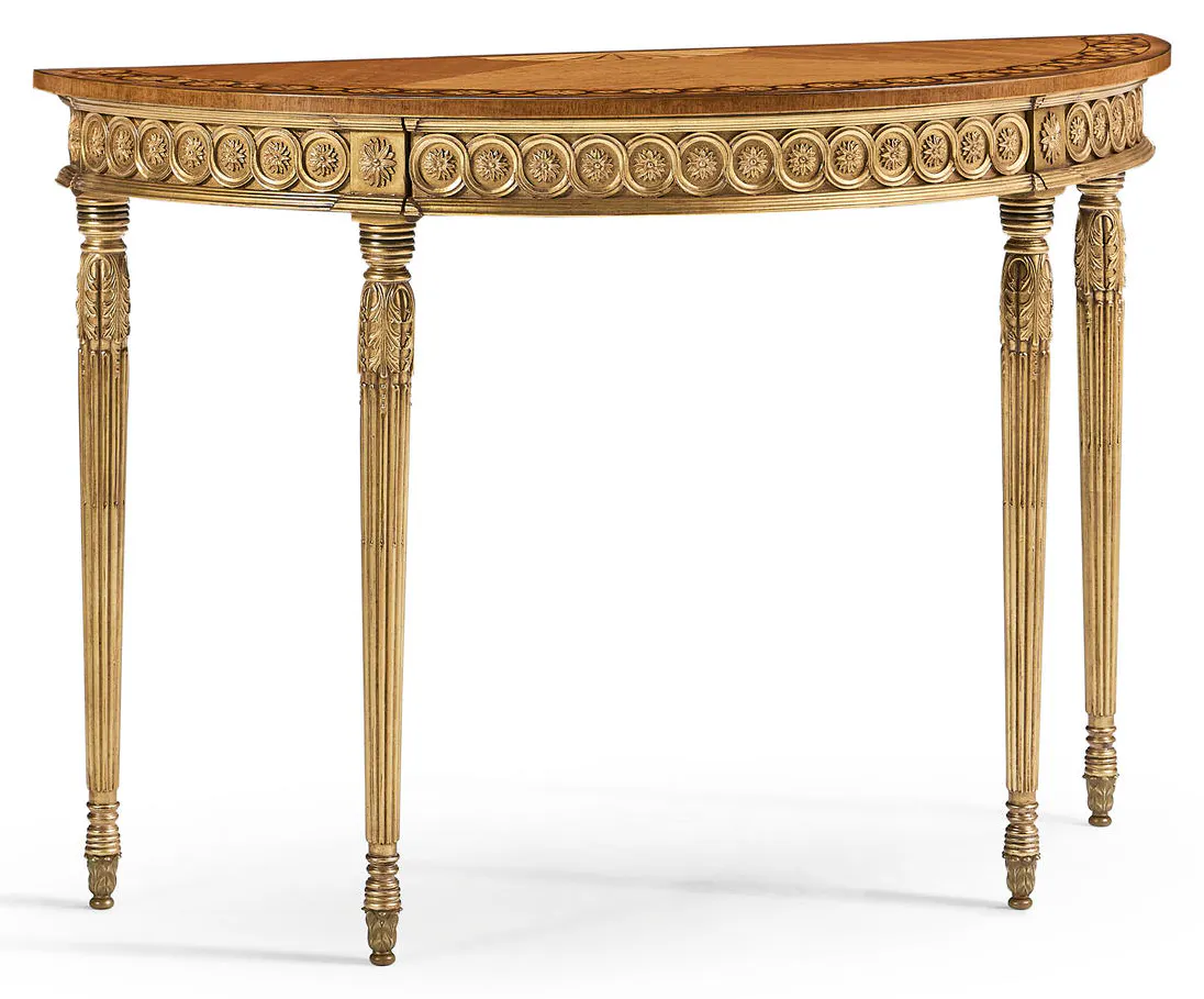 Jonathan Charles 493226-DGW Gilded Demilune Console Jonathan Charles 493226-DGW Gilded Demilune Console