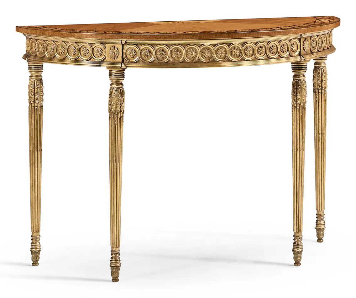Jonathan Charles 493226-DGW Gilded Demilune Console Jonathan Charles 493226-DGW Gilded Demilune Console