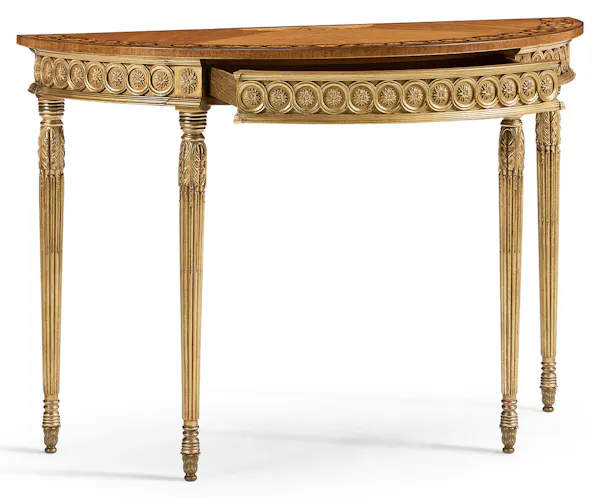 Jonathan Charles 493226-DGW Gilded Demilune Console Jonathan Charles 493226-DGW Gilded Demilune Console