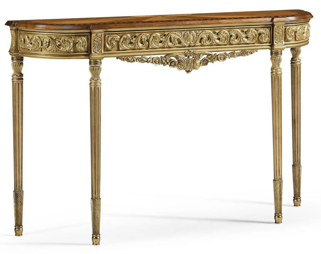 Jonathan Charles 493239-DGW Louis IV Style Narrow Gilded Console