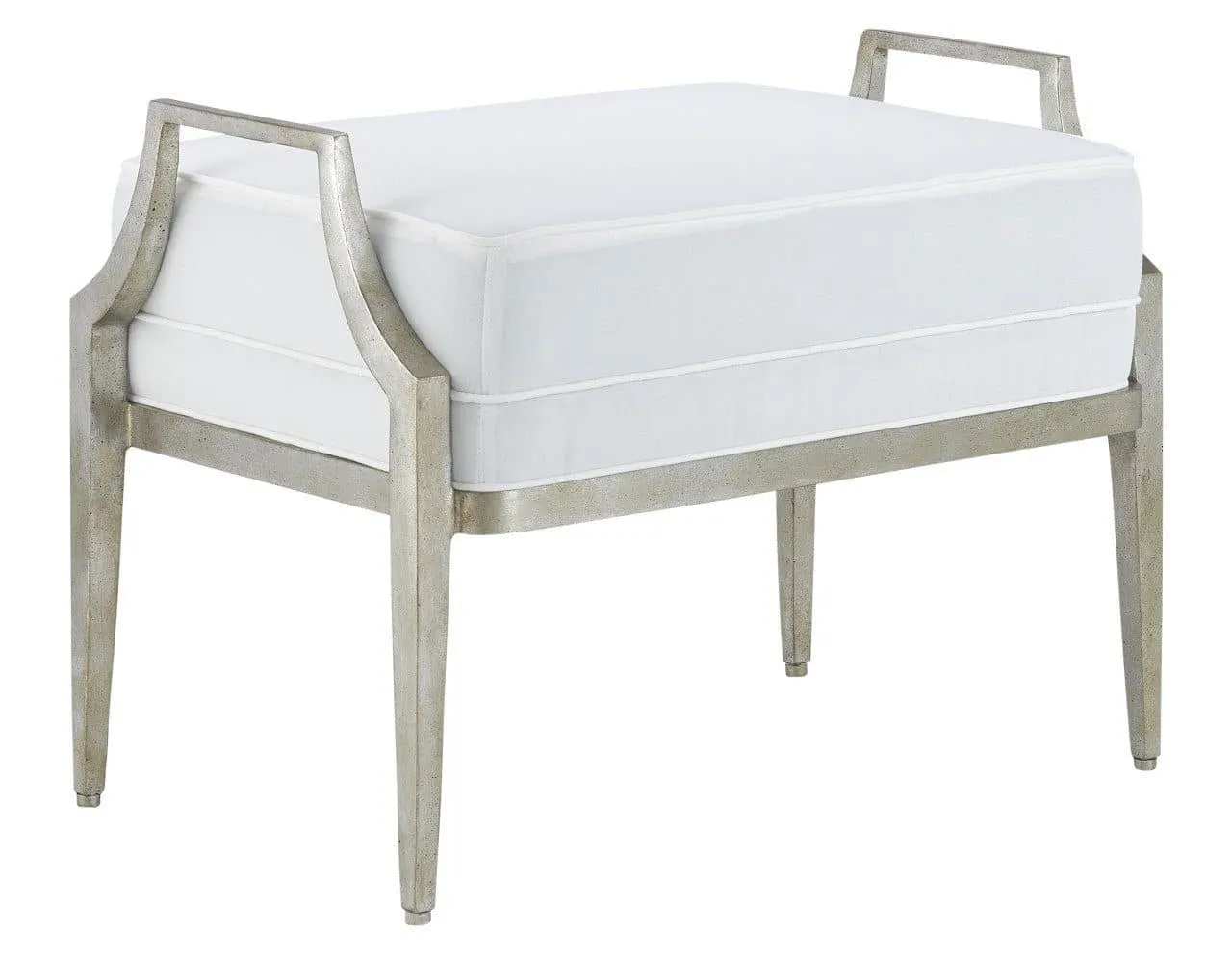Currey and Company 7000-1201 Torrey Silver Ottoman, Muslin