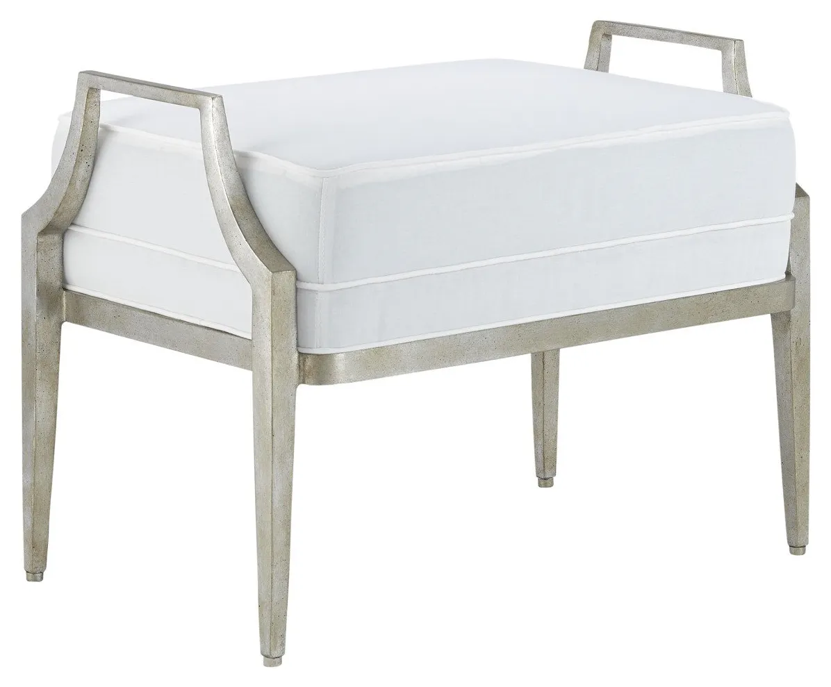 Currey and Company 7000-1201 Torrey Silver Ottoman, Muslin Currey and Company 7000-1201 Torrey Silver Ottoman, Muslin