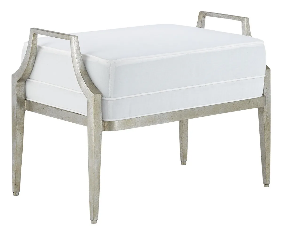 Currey and Company 7000-1201 Torrey Silver Ottoman, Muslin Currey and Company 7000-1201 Torrey Silver Ottoman, Muslin