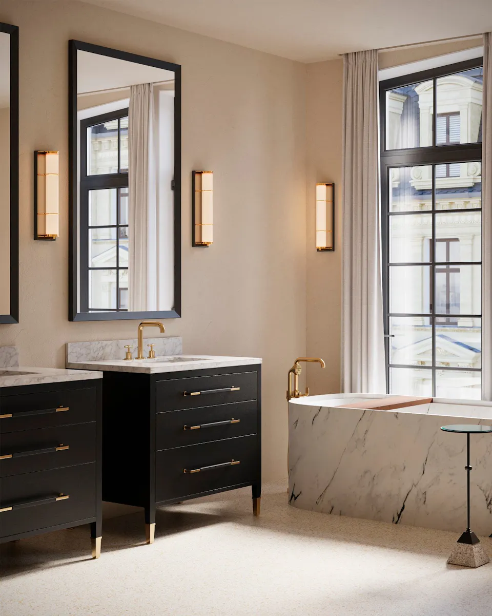 Currey and Company 3800-0006 Verona 36 inch Black Linen Vanity with Rectangular Undermount Sink Currey and Company 3800-0006 Verona 36 inch Black Linen Vanity with Rectangular Undermount Sink