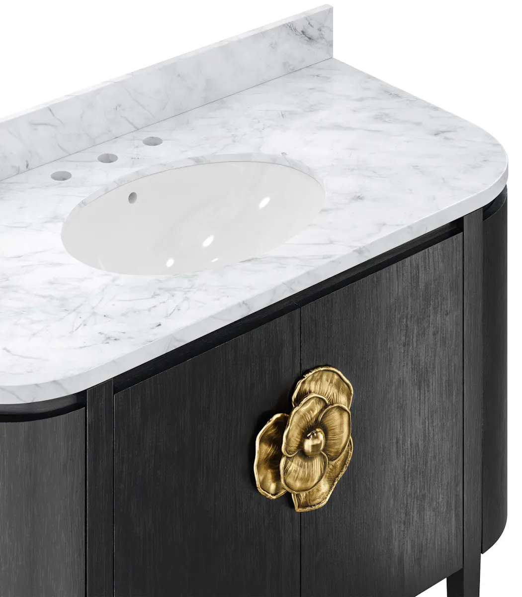 Currey and Company 3800-0001 Briallen 48 inch Black Vanity with Oval Undermount Sink Currey and Company 3800-0001 Briallen 48 inch Black Vanity with Oval Undermount Sink