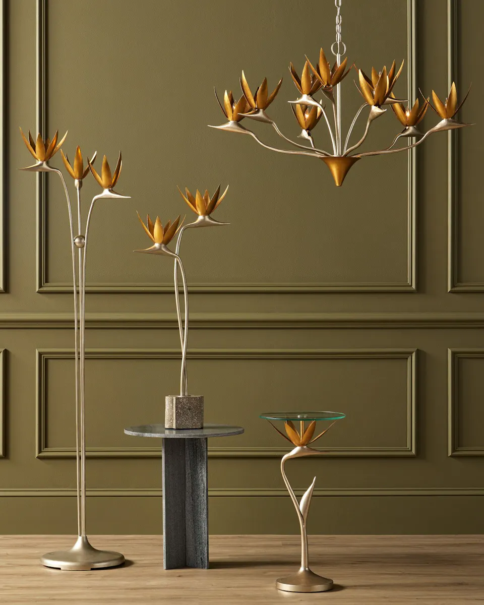 Currey and Company 4000-0147 Paradiso Silver & Gold Accent Table Currey and Company 4000-0147 Paradiso Silver & Gold Accent Table