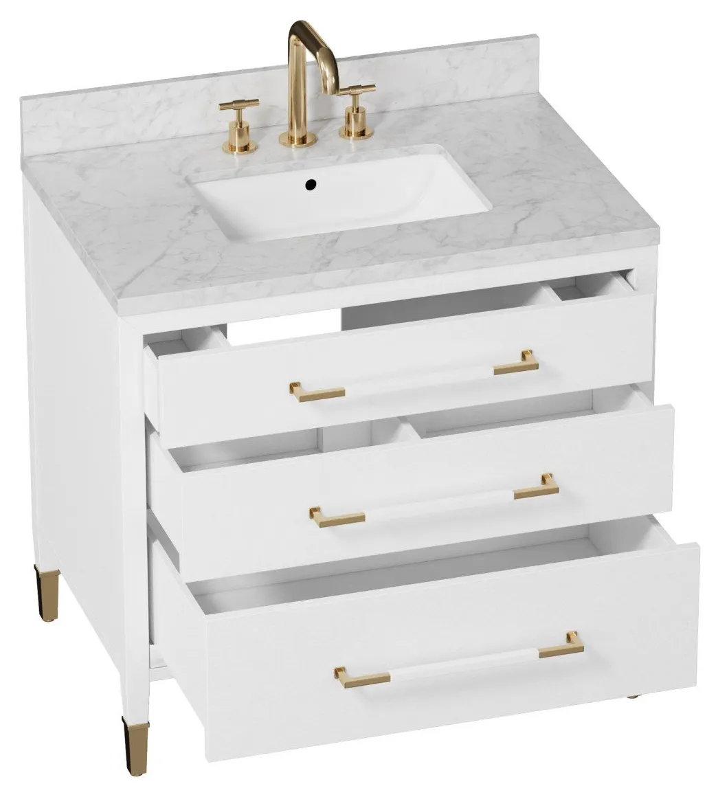 Currey and Company 3800-0007 Verona 36 inch White Vanity with Rectangular Undermount Sink Currey and Company 3800-0007 Verona 36 inch White Vanity with Rectangular Undermount Sink