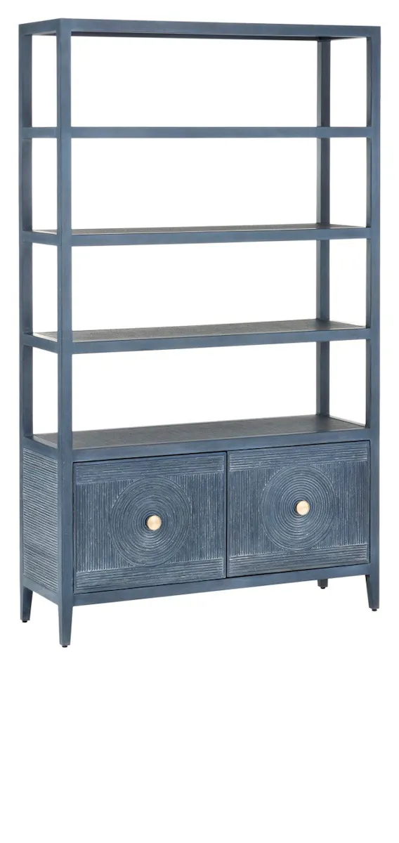 Currey and Company 3000-0265 Santos Vintage Navy Storage Etagere Currey and Company 3000-0265 Santos Vintage Navy Storage Etagere