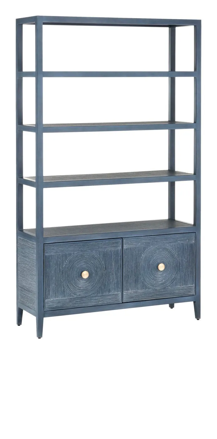Currey and Company 3000-0265 Santos Vintage Navy Storage Etagere Currey and Company 3000-0265 Santos Vintage Navy Storage Etagere