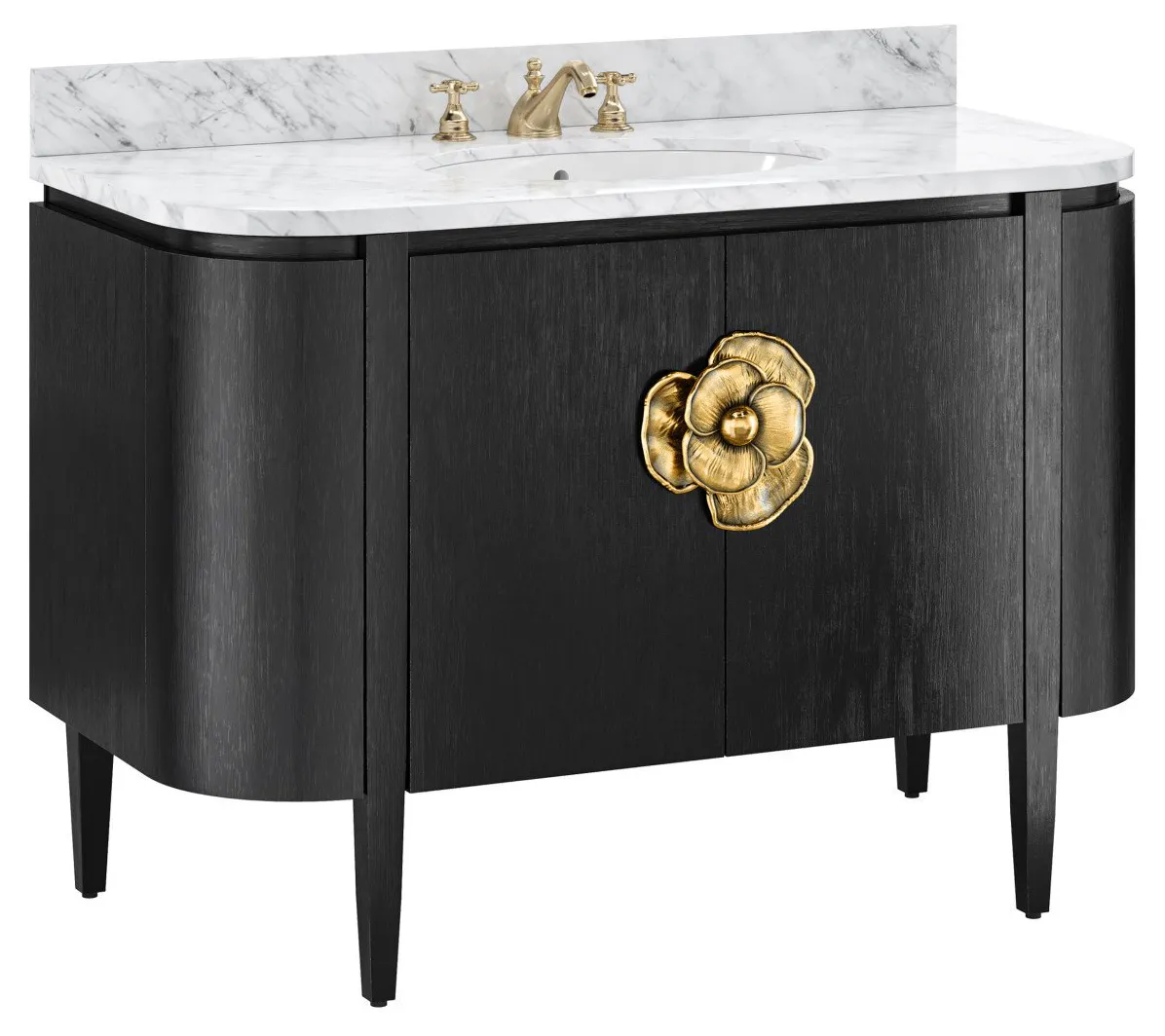 Currey and Company 3800-0001 Briallen 48 inch Black Vanity with Oval Undermount Sink Currey and Company 3800-0001 Briallen 48 inch Black Vanity with Oval Undermount Sink
