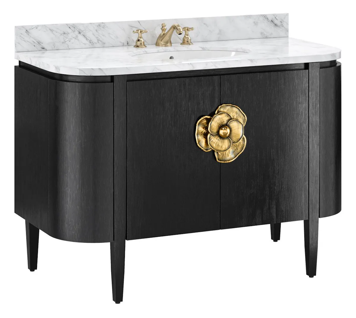 Currey and Company 3800-0001 Briallen 48 inch Black Vanity with Oval Undermount Sink Currey and Company 3800-0001 Briallen 48 inch Black Vanity with Oval Undermount Sink