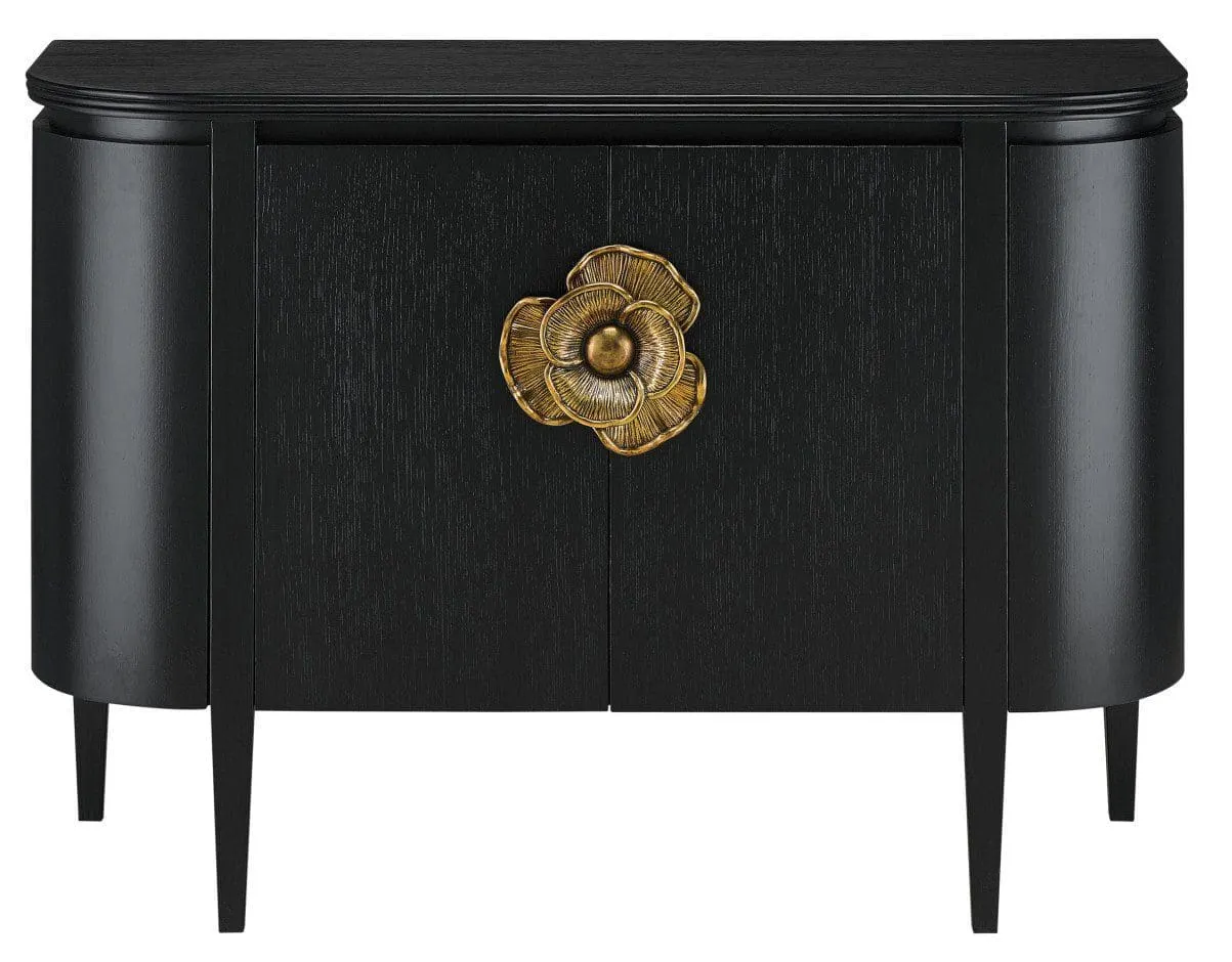 Currey and Company 3000-0004 Briallen Black Demi-Lune Cabinet