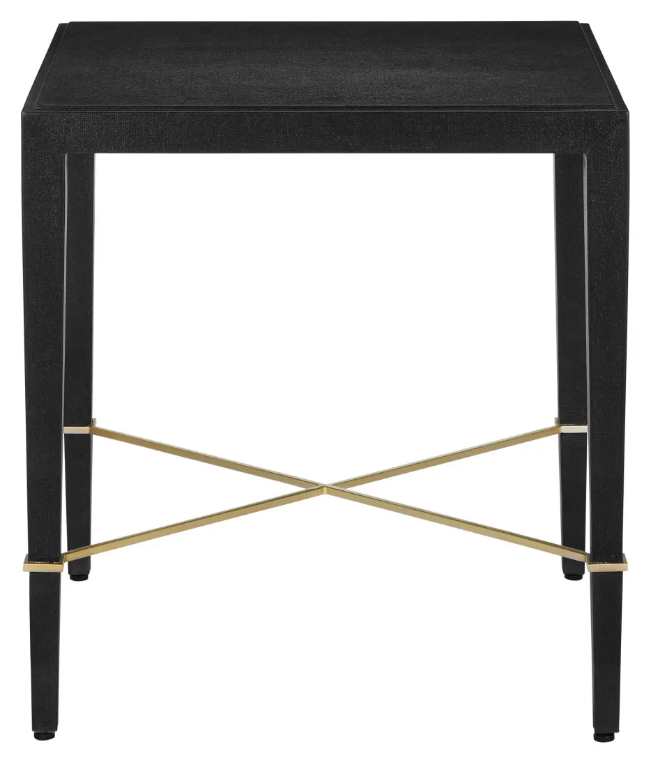 Currey and Company 3000-0296 Verona Black Linen End Table Currey and Company 3000-0296 Verona Black Linen End Table