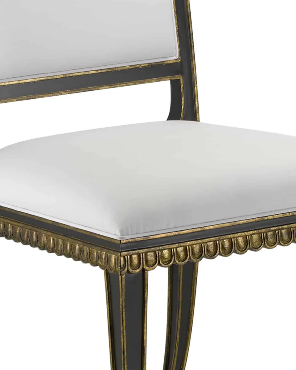 Currey and Company 7000-0161 Ines Black Chair Muslin Currey and Company 7000-0161 Ines Black Chair Muslin