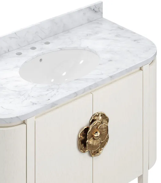 Currey and Company 3800-0002 Briallen 48 inch White Vanity with Oval Undermount Sink Currey and Company 3800-0002 Briallen 48 inch White Vanity with Oval Undermount Sink
