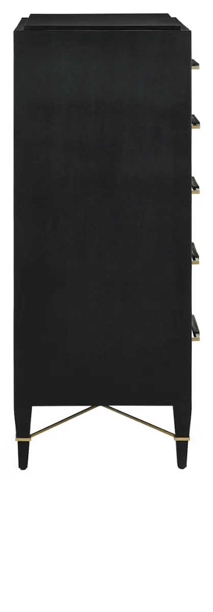 Currey and Company 3000-0248 Verona Black Five-Drawer Chest Currey and Company 3000-0248 Verona Black Five-Drawer Chest