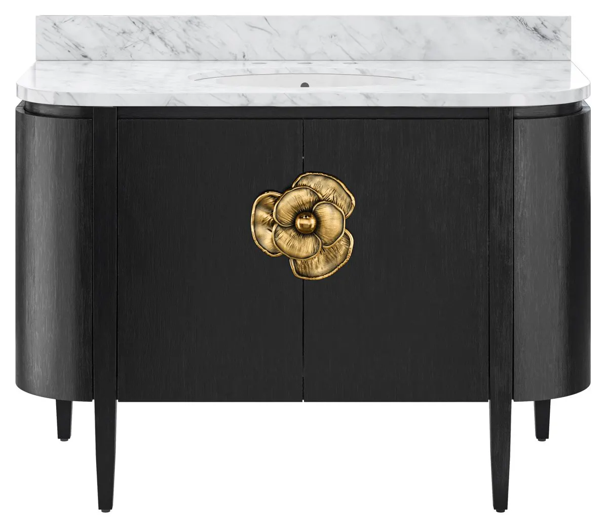 Currey and Company 3800-0001 Briallen 48 inch Black Vanity with Oval Undermount Sink Currey and Company 3800-0001 Briallen 48 inch Black Vanity with Oval Undermount Sink