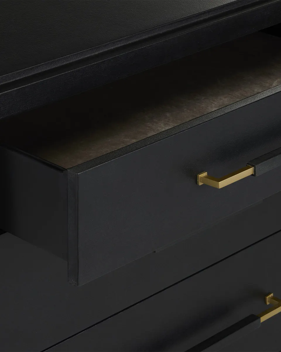 Currey and Company 3000-0250 Verona Black Three-Drawer Chest Currey and Company 3000-0250 Verona Black Three-Drawer Chest
