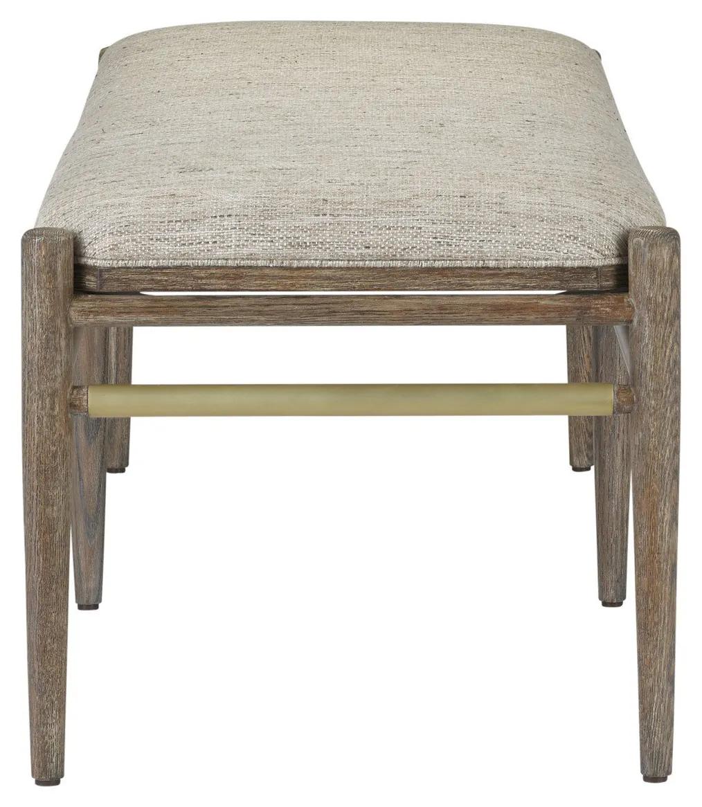 Currey and Company 7000-0302 Visby Light Pepper Bench Calcutta Linen Currey and Company 7000-0302 Visby Light Pepper Bench Calcutta Linen
