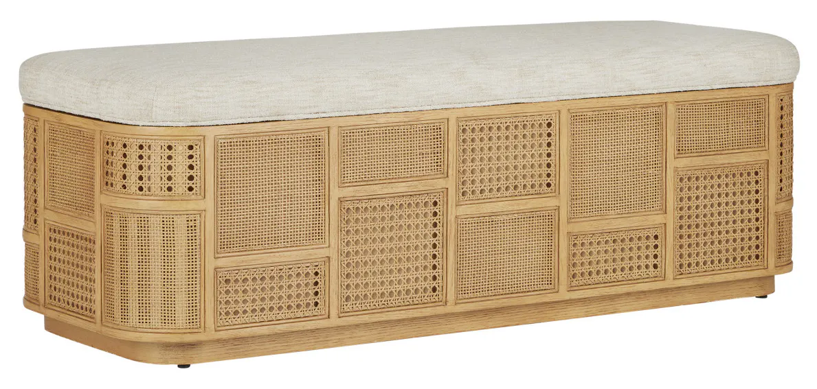 Currey and Company 7000-0662 Anisa Sea Sand Storage Bench Dunmeyer Parchment Currey and Company 7000-0662 Anisa Sea Sand Storage Bench Dunmeyer Parchment