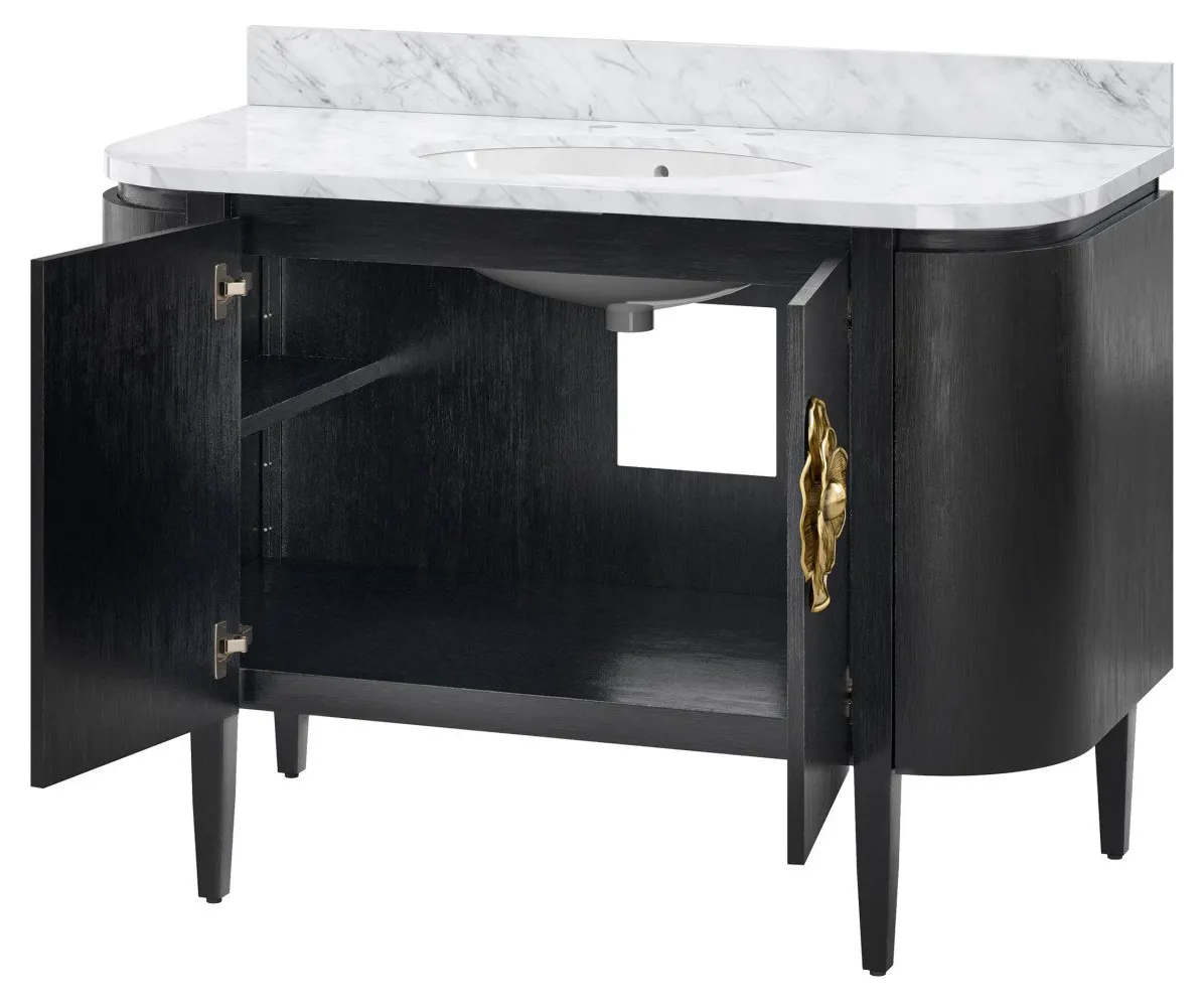 Currey and Company 3800-0001 Briallen 48 inch Black Vanity with Oval Undermount Sink Currey and Company 3800-0001 Briallen 48 inch Black Vanity with Oval Undermount Sink