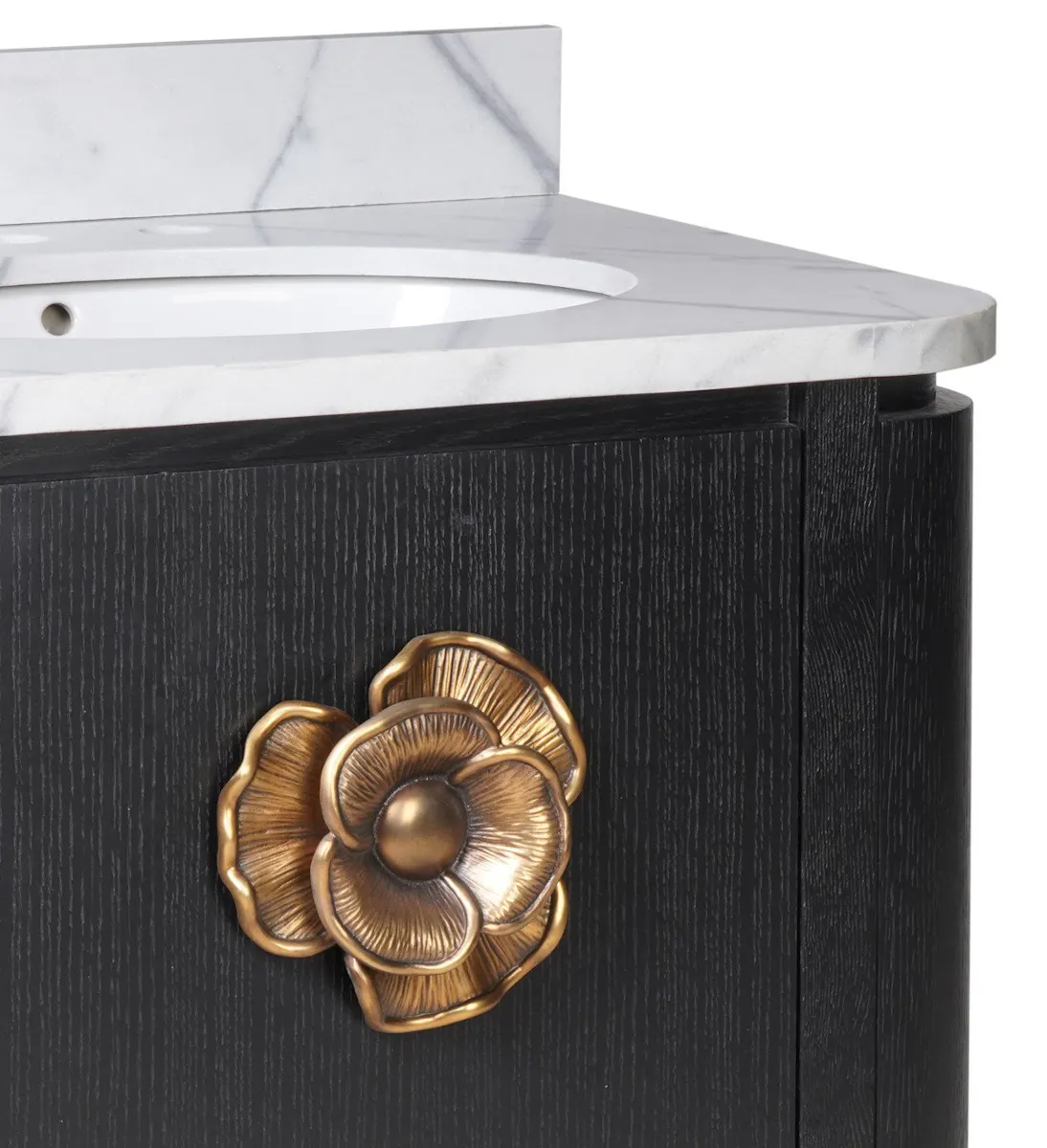 Currey and Company 3800-0003 Briallen 30 inch Black Vanity with Oval Undermount Sink Currey and Company 3800-0003 Briallen 30 inch Black Vanity with Oval Undermount Sink