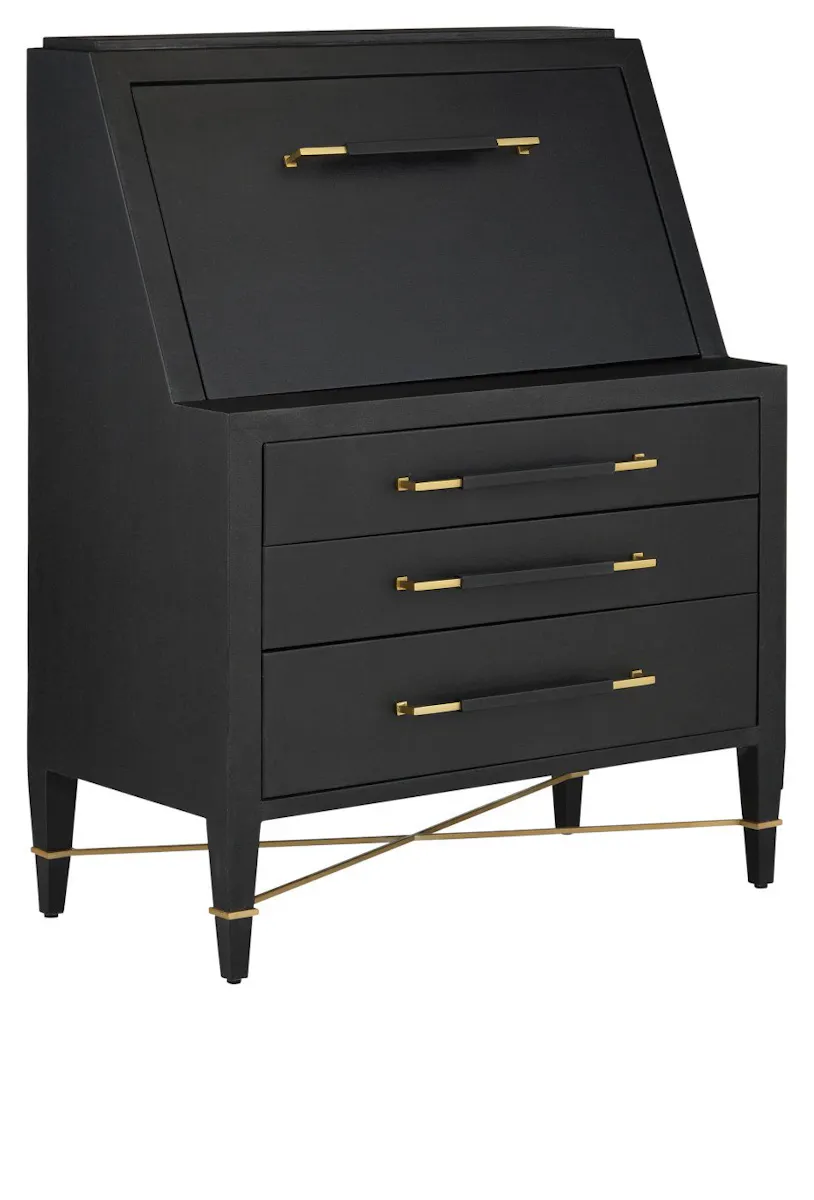 Currey and Company 3000-0268 Verona Black Secretary Desk Currey and Company 3000-0268 Verona Black Secretary Desk