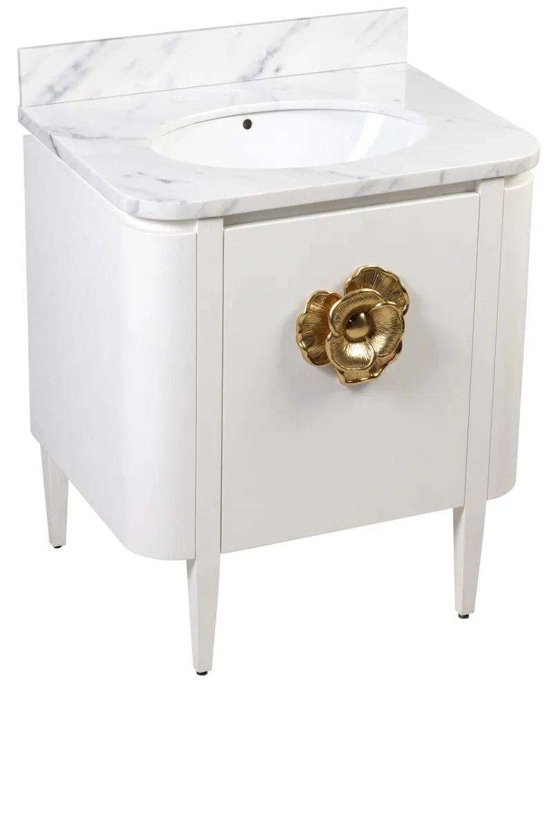 Currey and Company 3800-0004 Briallen 30 inch White Vanity with Oval Undermount Sink Currey and Company 3800-0004 Briallen 30 inch White Vanity with Oval Undermount Sink