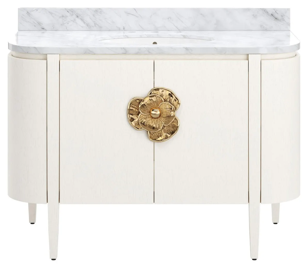 Currey and Company 3800-0002 Briallen 48 inch White Vanity with Oval Undermount Sink Currey and Company 3800-0002 Briallen 48 inch White Vanity with Oval Undermount Sink