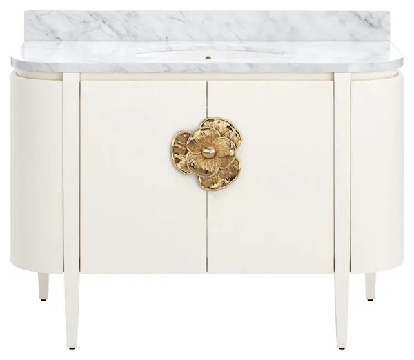Currey and Company 3800-0002 Briallen 48 inch White Vanity with Oval Undermount Sink Currey and Company 3800-0002 Briallen 48 inch White Vanity with Oval Undermount Sink