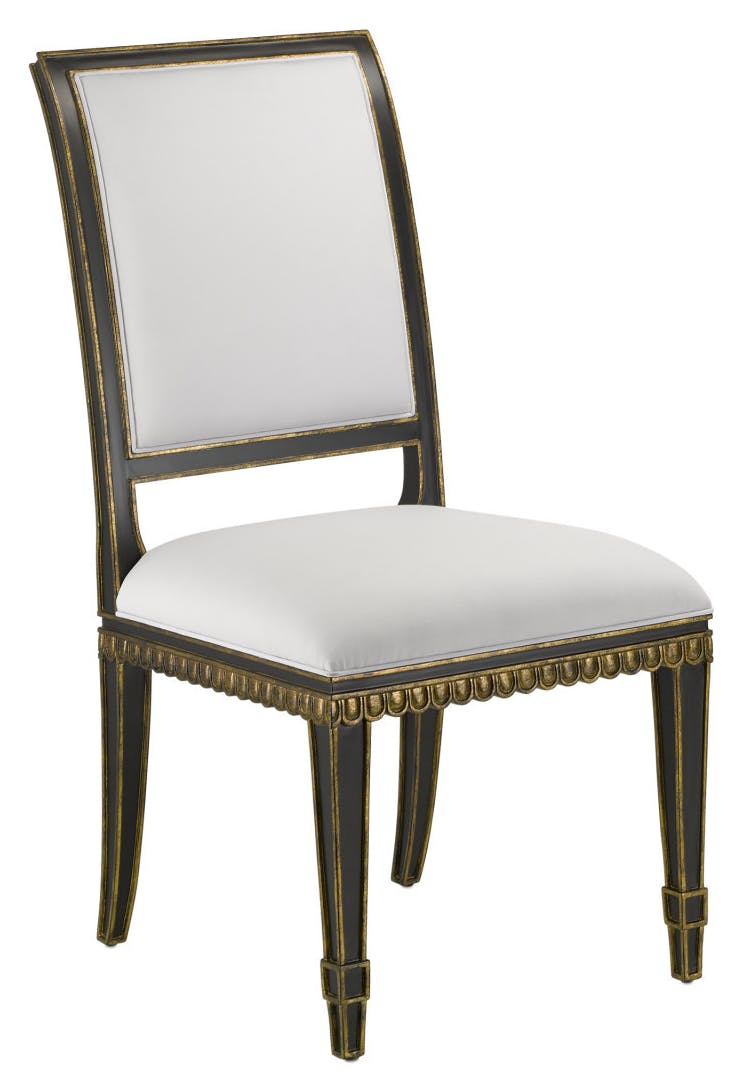 Currey and Company 7000-0161 Ines Black Chair Muslin Currey and Company 7000-0161 Ines Black Chair Muslin