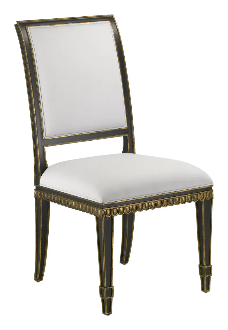 Currey and Company 7000-0161 Ines Black Chair Muslin Currey and Company 7000-0161 Ines Black Chair Muslin