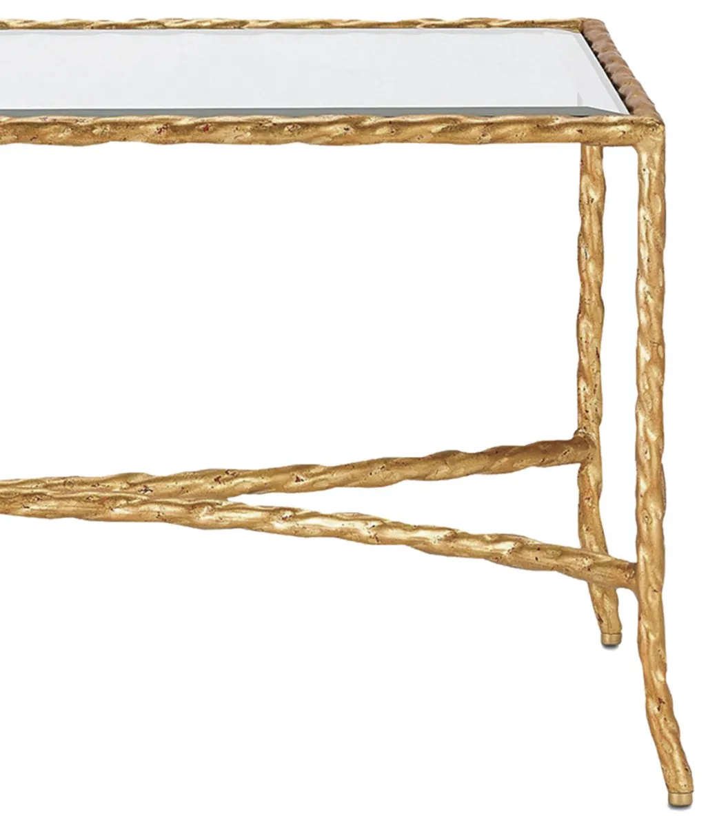 Currey and Company 4057 Gilt Twist Bronze Cocktail Table Currey and Company 4057 Gilt Twist Bronze Cocktail Table