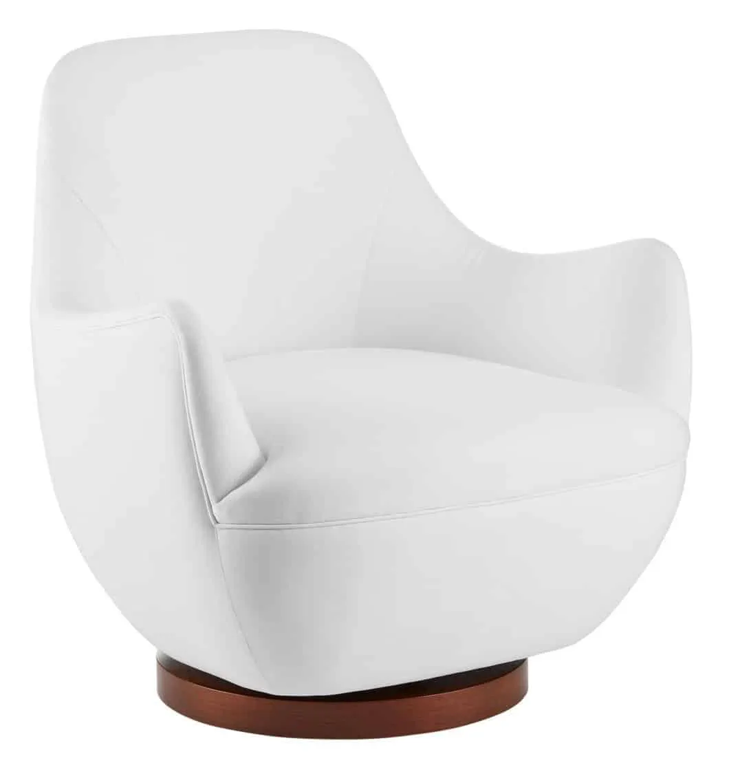 Currey and Company 7000-0571 Brene Walnut Swivel Armchair Muslin
