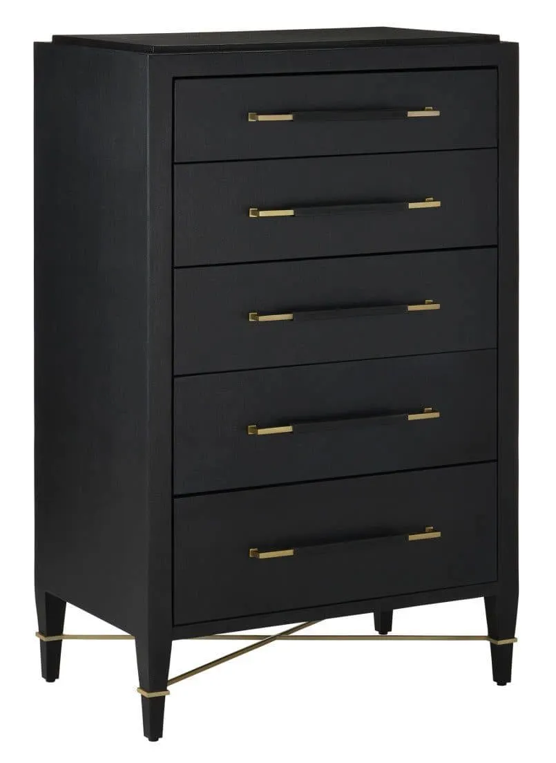 Currey and Company 3000-0248 Verona Black Five-Drawer Chest
