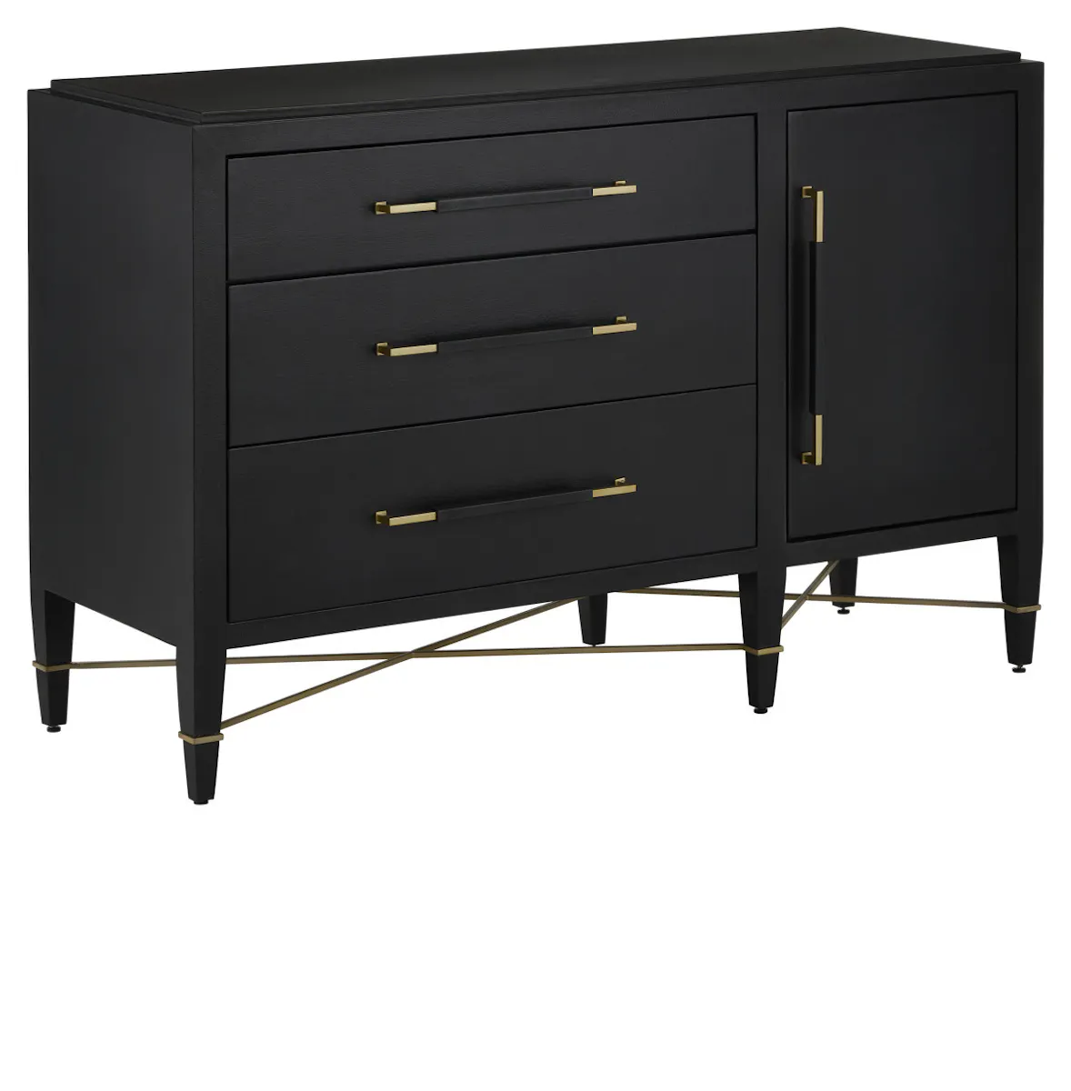 Currey and Company 3000-0250 Verona Black Three-Drawer Chest Currey and Company 3000-0250 Verona Black Three-Drawer Chest