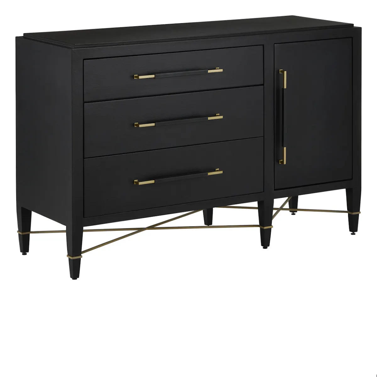 Currey and Company 3000-0250 Verona Black Three-Drawer Chest Currey and Company 3000-0250 Verona Black Three-Drawer Chest