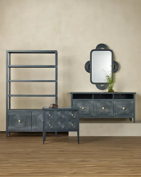 Currey and Company 3000-0265 Santos Vintage Navy Storage Etagere Currey and Company 3000-0265 Santos Vintage Navy Storage Etagere