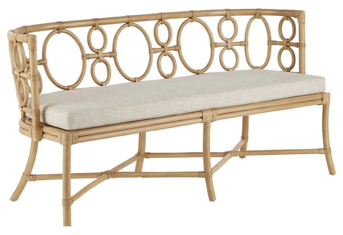Currey and Company 7000-0592 Tegal Natural Bench Finn Natural Currey and Company 7000-0592 Tegal Natural Bench Finn Natural