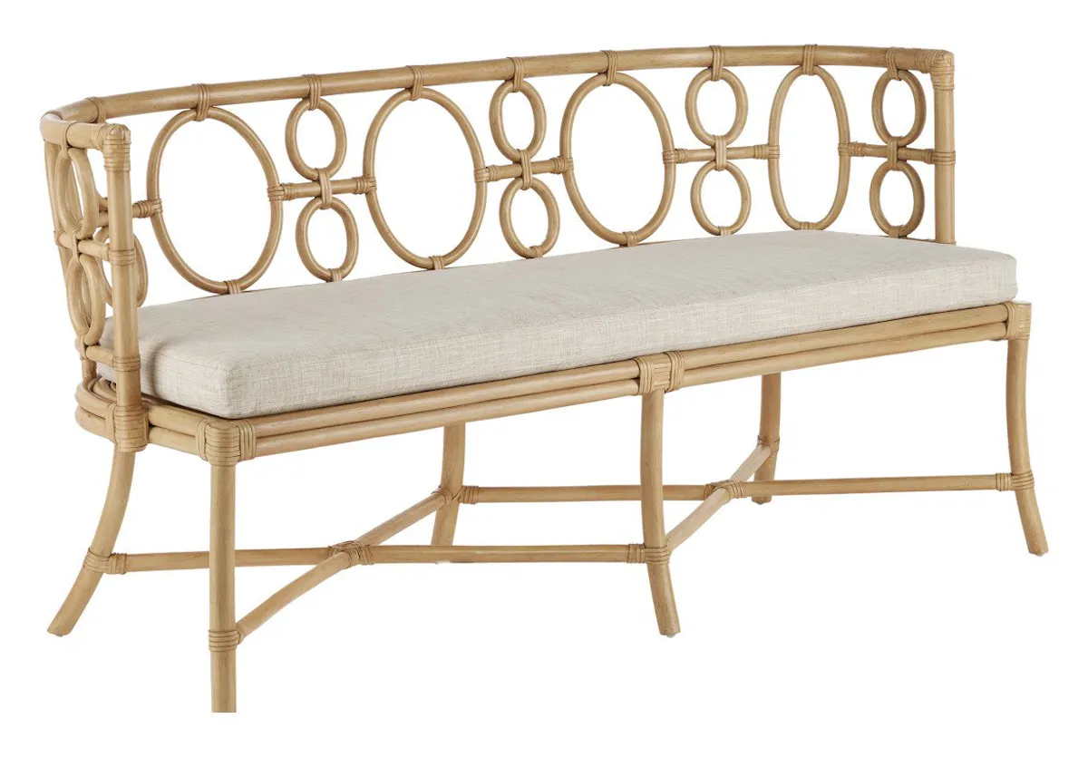Currey and Company 7000-0592 Tegal Natural Bench Finn Natural Currey and Company 7000-0592 Tegal Natural Bench Finn Natural