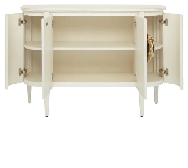 Currey and Company 3000-0201 Briallen White Demi-Lune Cabinet Currey and Company 3000-0201 Briallen White Demi-Lune Cabinet