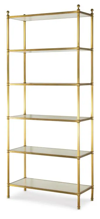 Highland House HH26-178-AS Harcourt Etagere with Faux Parchment Shelves Highland House HH26-178-AS Harcourt Etagere with Faux Parchment Shelves