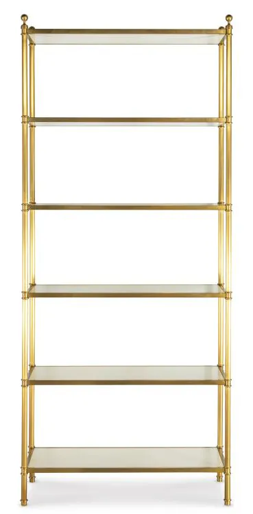 Highland House HH26-178-AS Harcourt Etagere with Faux Parchment Shelves Highland House HH26-178-AS Harcourt Etagere with Faux Parchment Shelves