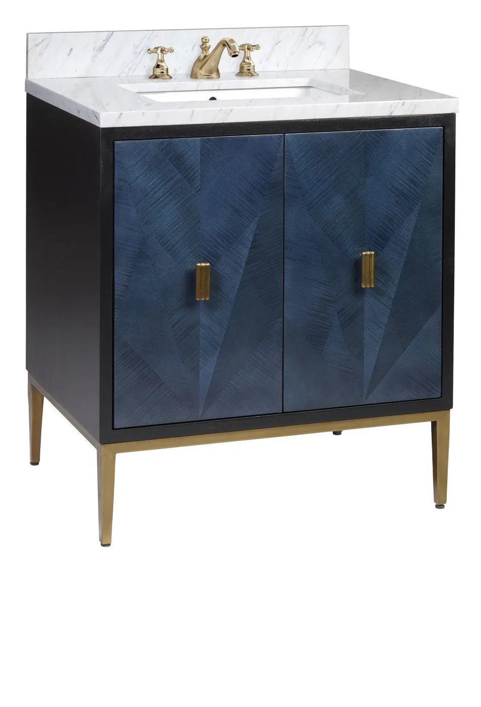 Currey and Company 3800-0008 Kallista 30 inch Blue Vanity with Rectangular Undermount Sink Currey and Company 3800-0008 Kallista 30 inch Blue Vanity with Rectangular Undermount Sink