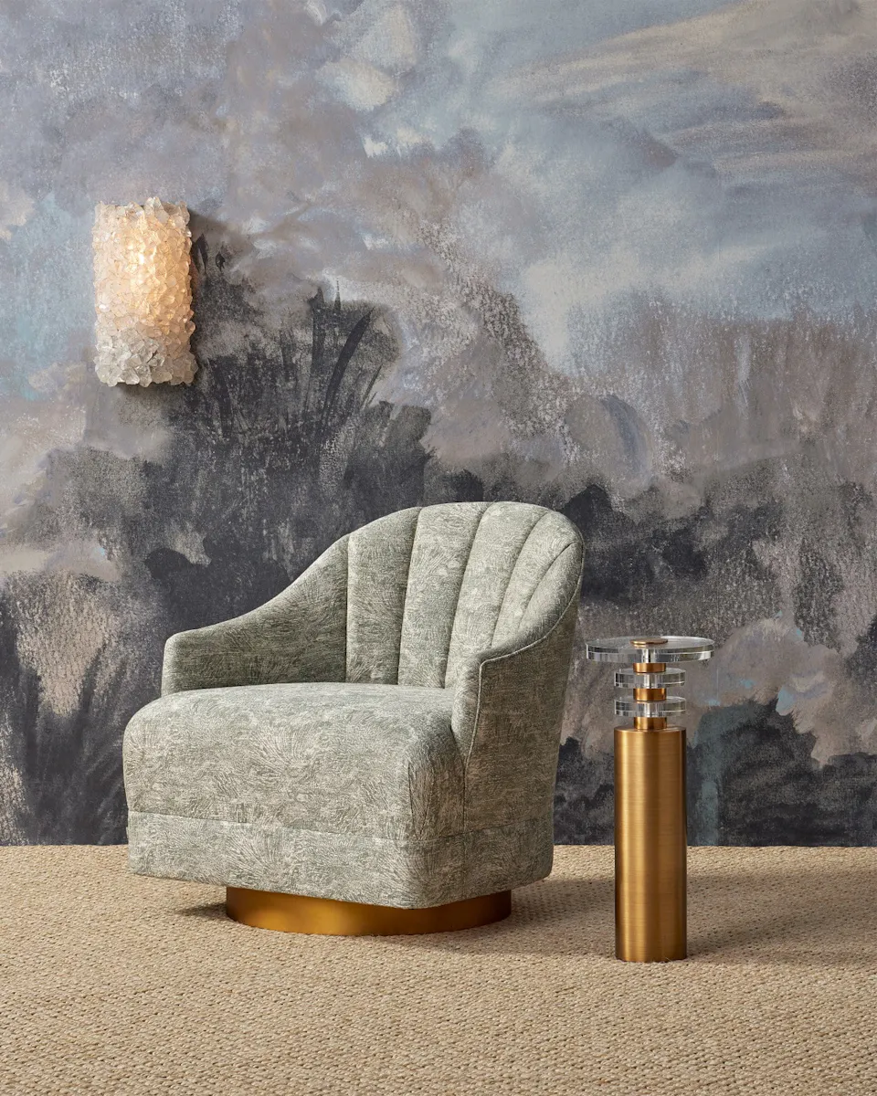 Currey and Company 7000-0742 Inga Swivel Chair Cindaria Celadon Currey and Company 7000-0742 Inga Swivel Chair Cindaria Celadon