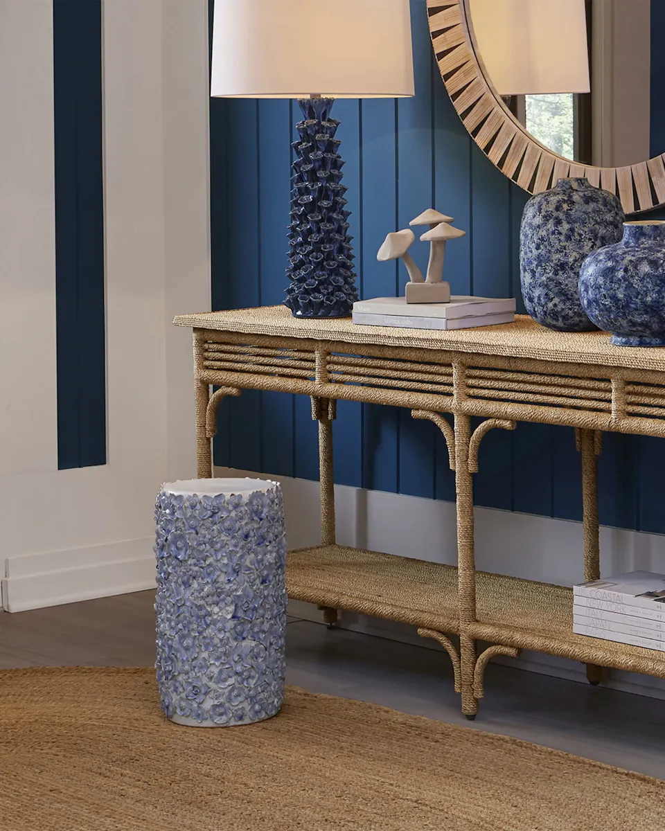 Currey and Company 2000-0035 Jessamine Blue & White Accent Table Currey and Company 2000-0035 Jessamine Blue & White Accent Table