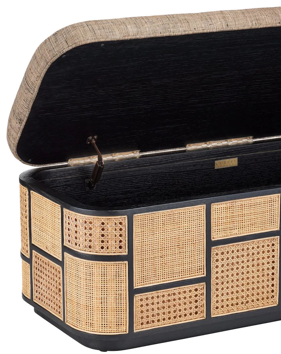 Currey and Company 7000-0692 Anisa Black Storage Bench Trailside Natural Instinct Safari Currey and Company 7000-0692 Anisa Black Storage Bench Trailside Natural Instinct Safari